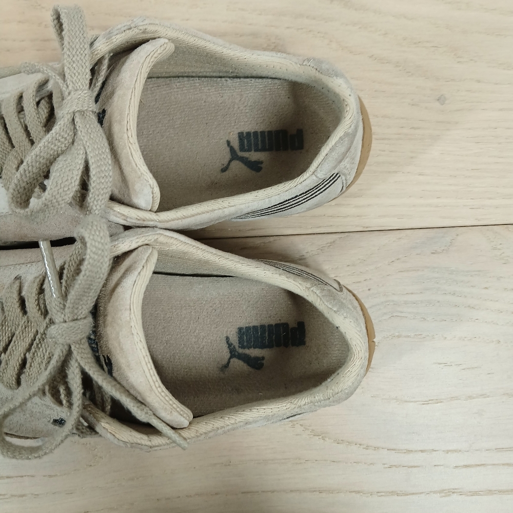 Vintage Puma Beige Suede Lace-Up Low Profile Indoor Training Sneakers 272 - Picture 10 of 12